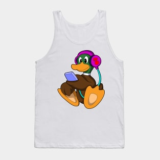 Duck with Phone & Headphone Tank Top